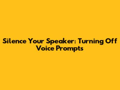 Silence Your Speaker: Turning Off Voice Prompts
