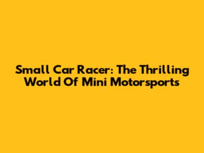 Small Car Racer: The Thrilling World Of Mini Motorsports