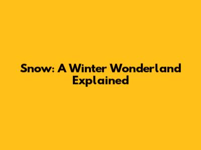 Snow: A Winter Wonderland Explained