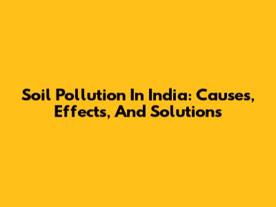 Soil Pollution In India: Causes, Effects, And Solutions
