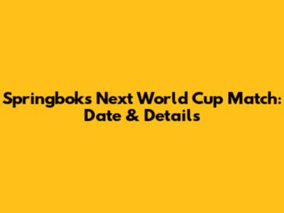 Springboks' Next World Cup Match: Date & Details