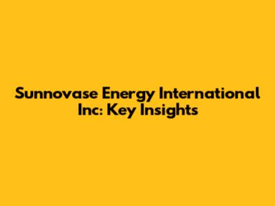 Sunnovase Energy International Inc: Key Insights