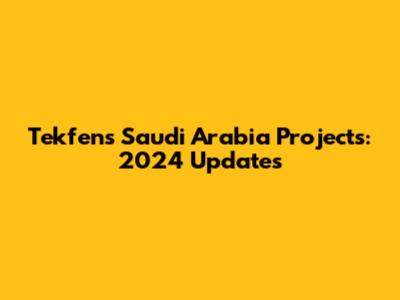 Tekfen's Saudi Arabia Projects: 2024 Updates