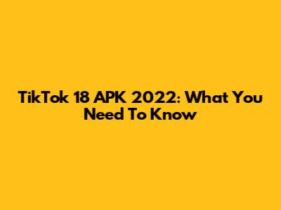TikTok 18 APK 2022: What You Need To Know