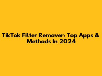 TikTok Filter Remover: Top Apps & Methods In 2024