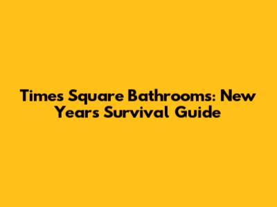 Times Square Bathrooms: New Year's Survival Guide