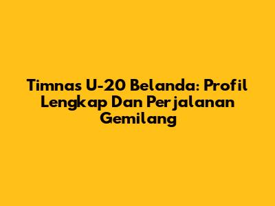 Timnas U-20 Belanda: Profil Lengkap Dan Perjalanan Gemilang