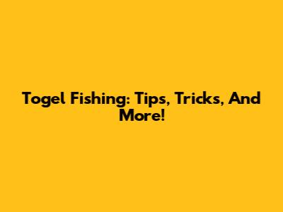 Togel Fishing: Tips, Tricks, And More!