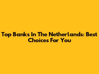 Top Banks In The Netherlands: Best Choices For You