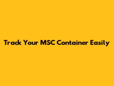 Track Your MSC Container Easily