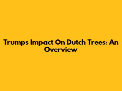 Trump's Impact On Dutch Trees: An Overview