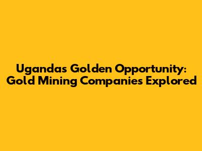 Uganda's Golden Opportunity: Gold Mining Companies Explored