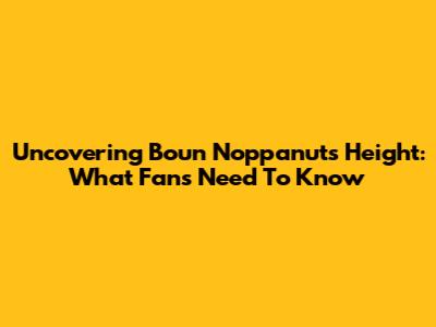 Uncovering Boun Noppanut's Height: What Fans Need To Know