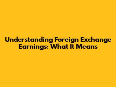 Understanding Foreign Exchange Earnings: What It Means