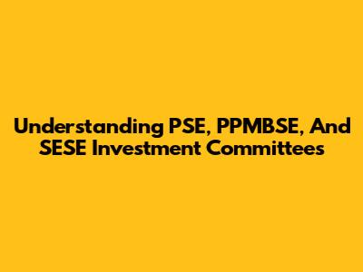 Understanding PSE, PPMBSE, And SESE Investment Committees