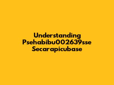 Understanding Psehabibu002639sse Secarapicubase