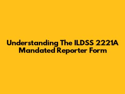 Understanding The ILDSS 2221A Mandated Reporter Form
