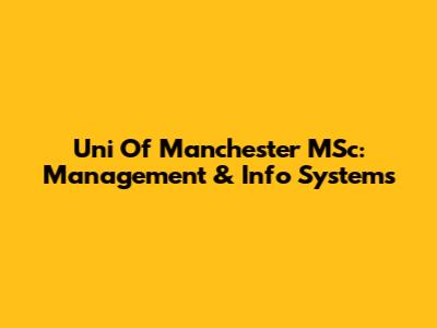Uni Of Manchester MSc: Management & Info Systems