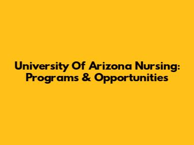 University Of Arizona Nursing: Programs & Opportunities