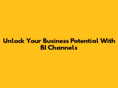 Unlock Your Business Potential With BI Channels