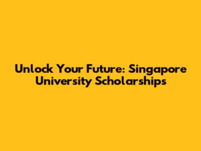 Unlock Your Future: Singapore University Scholarships