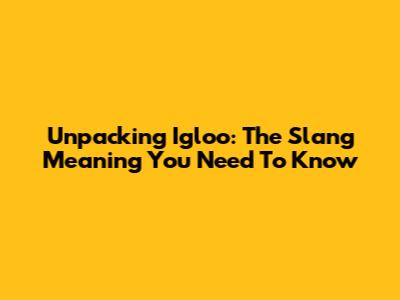 Unpacking 'Igloo': The Slang Meaning You Need To Know