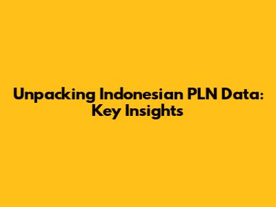 Unpacking Indonesian PLN Data: Key Insights