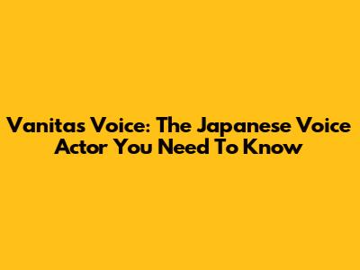 Vanitas' Voice: The Japanese Voice Actor You Need To Know