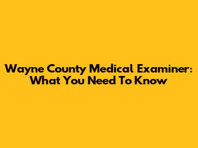 Wayne County Medical Examiner: What You Need To Know