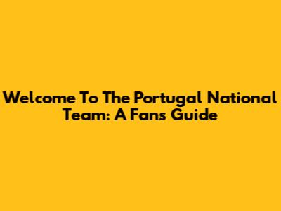Welcome To The Portugal National Team: A Fan's Guide