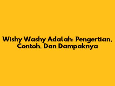 Wishy Washy Adalah: Pengertian, Contoh, Dan Dampaknya
