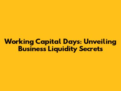 Working Capital Days: Unveiling Business Liquidity Secrets
