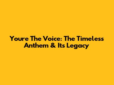 You're The Voice: The Timeless Anthem & Its Legacy