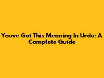 You've Got This Meaning In Urdu: A Complete Guide